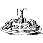 Dibujo vectorial de ensalada de langosta