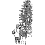 Blick auf den Weihnachtsbaum-Vektor