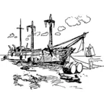 Moldering ship wreck vector drawing