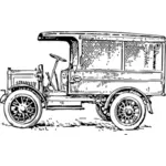 Oude middellange vrachtwagen vector tekening