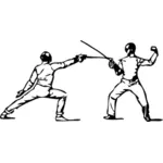 Vector graphics of quarte parry in fencing