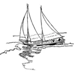 Škuner zmanipulované dlouhá loď loď vektorový obrázek