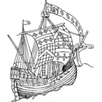 Nava istoric din secolul XIII-XV vector imagine