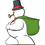 رجل الثلج مع ناقل حقيبة