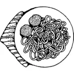 Spaghetti dan bakso vektor seni klip