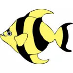 पीले और काले धारीदार मछली वेक्टर ड्राइंग