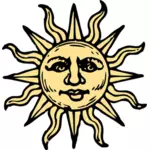Oude houtsnede zon vector afbeelding