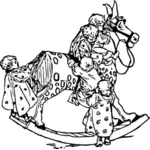 Copii mici pe o ilustraţie vectorială balansoar horse
