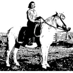 Illustrazione vettoriale di cowgirl riding