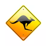 Vektör çizim kanguru üzerinde yol dikkat işareti