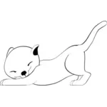 Întinzându-se de pisică linie de arta vector ilustrare