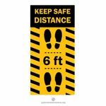 Mantenha a distância segura de 6 pés signo
