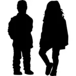 صبي وفتاة صورة ظلية