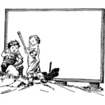 Kinderen met honkbalknuppel en frame