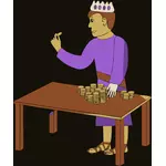 Векторная иллюстрация короля, считая его деньги