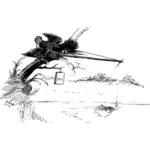 Karykatura Zimorodek ptak połowów