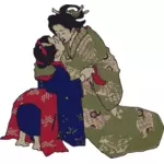Abbracciando immagine vettoriale Geisha
