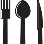 Kniv, sked och gaffel siluett