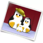 Penguin family photo vector illustration