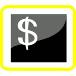Clip art wektor z pieniądze piktogram z żółta ramka