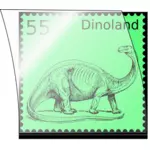 Ilustração em vetor de carimbo postal de dinossauro em um monte de carimbo aberto