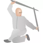 Wektor rysunek człowieka kung fu z dwoma mieczami