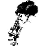 Lady and microscope