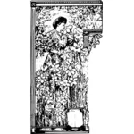 Signora e un mazzo di fiori illustrazione vettoriale