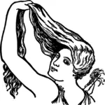 Nainen kampaa hiuksensa