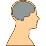 Silhouette eines Gehirns innerhalb einer menschlichen Vektor-illustration