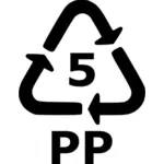 Recycleerbaar polypropyleen teken vector afbeelding