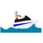 صورة رجل في جذوع السباحة على متن قارب ترفيهي