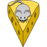 איור וקטורי של העכבר על גבינה