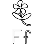F öğrenme Kılavuzu vektör çizim çiçek alfabe için olduğunu