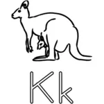 K är för känguru alfabetet lärande guide illustration