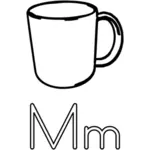 M is for Mug alphabet learning guide drawing