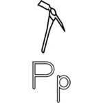 P est pour Pick alphabet image vectorielle guide d'apprentissage