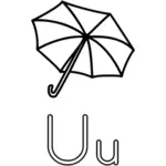 Lijn kunst vector afbeelding van de letters u en een paraplu