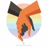 Halten Hände LGBT-Flagge