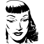 Vector Illustrasjon av mørke hår kvinne med smell