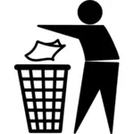 Użyj bin śmieci wektor znak