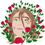 Tyttö ruusujen kanssa