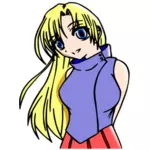 Image vectorielle de manga fille de style dessin animé