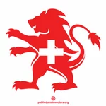 Szwajcarska flaga lew sylwetka