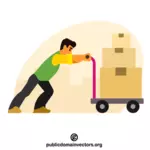 Loader transporting boxes