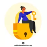 Golden padlock key
