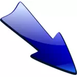 Freccia blu rivolta verso il basso il giusto disegno di vettoriale