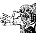 Vector image of long haired monster chaing you
