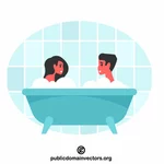 Homem e mulher em uma banheira