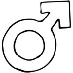 Znak mužského pohlaví, kreslení